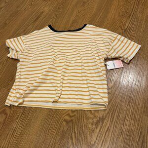 Forever 21 Striped Boxy Tee – Yellow & White – NWT